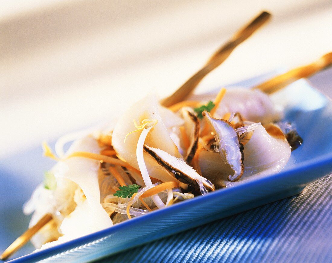 Glass noodle salad with vegetables and soya