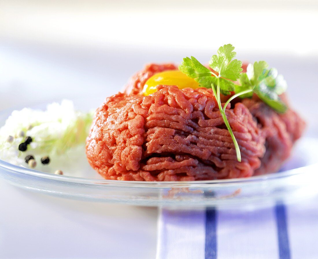 Beef tartare with egg and minced onions