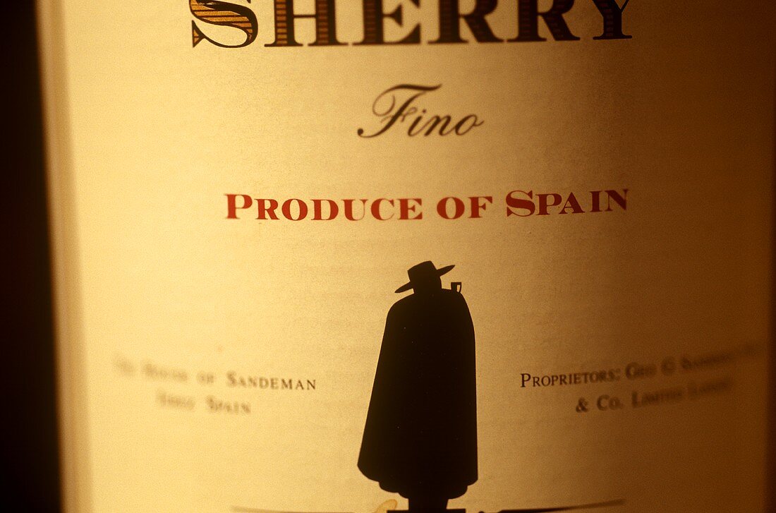 Spanish sherry in bottle (detail: label)