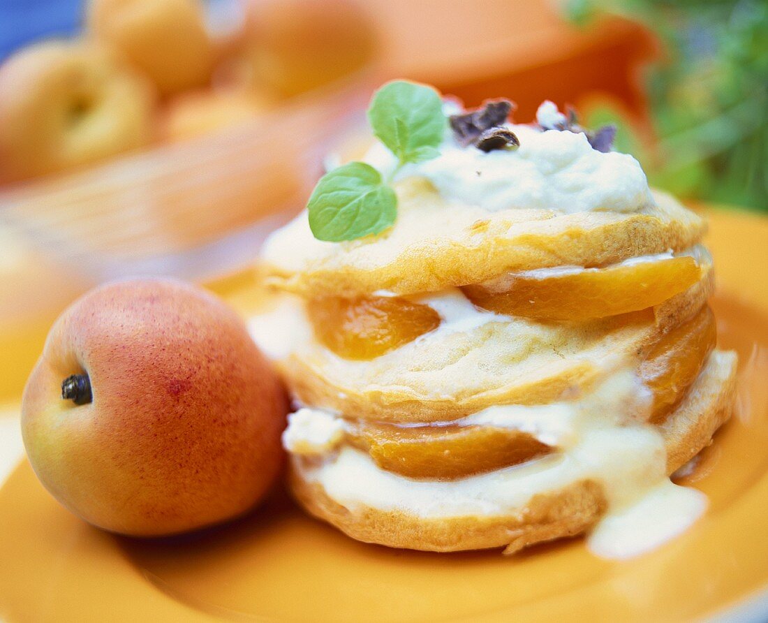 Choux pastry with apricots and cream