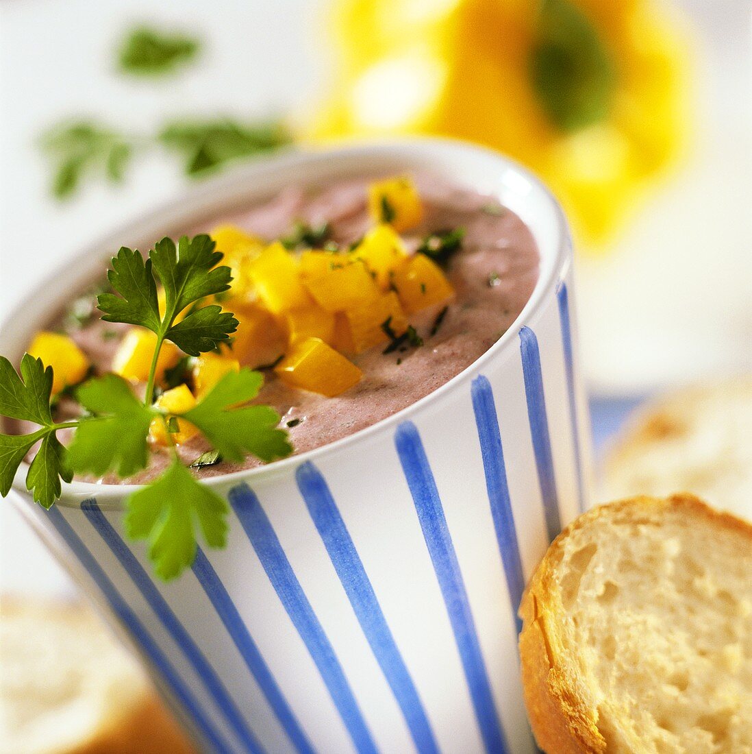 Sweetcorn dip with diced yellow peppers