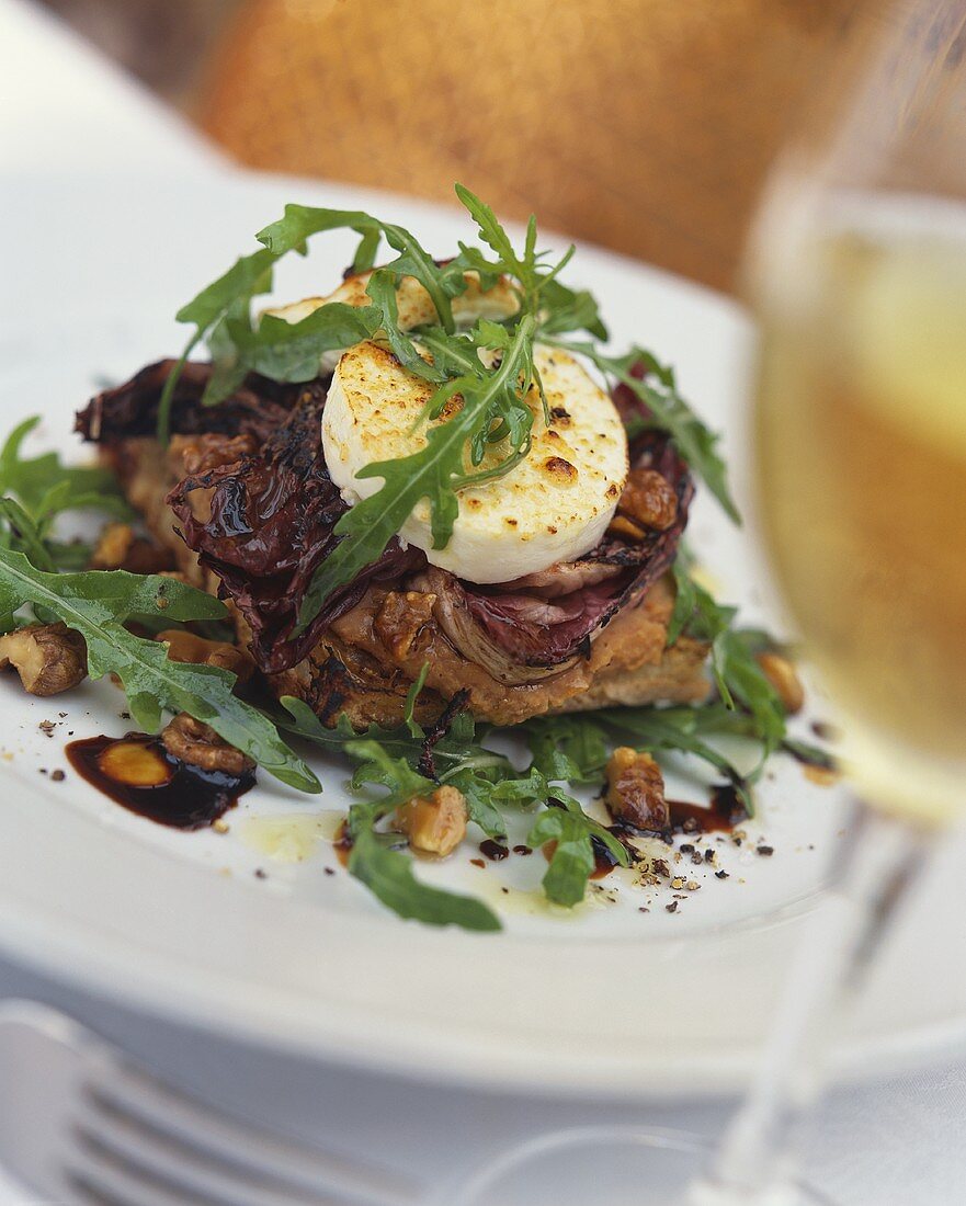 Crostino alla rustica (toasted bread with bean puree & rocket)