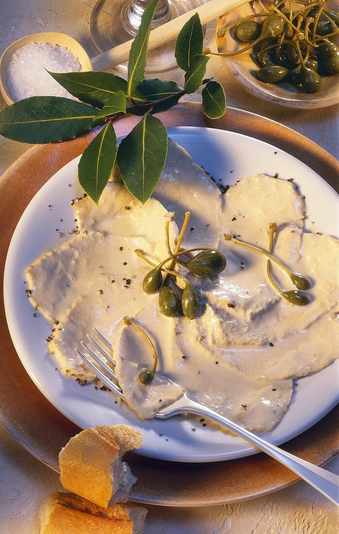 Vitello tonnato (veal with tuna sauce and capers)