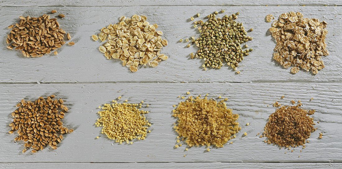Various types of cereals and rolled oats