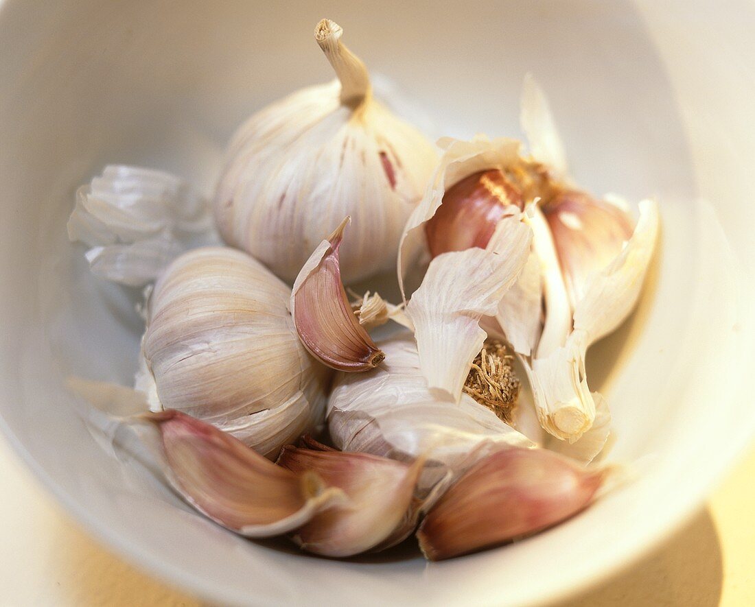 Garlic in white dish