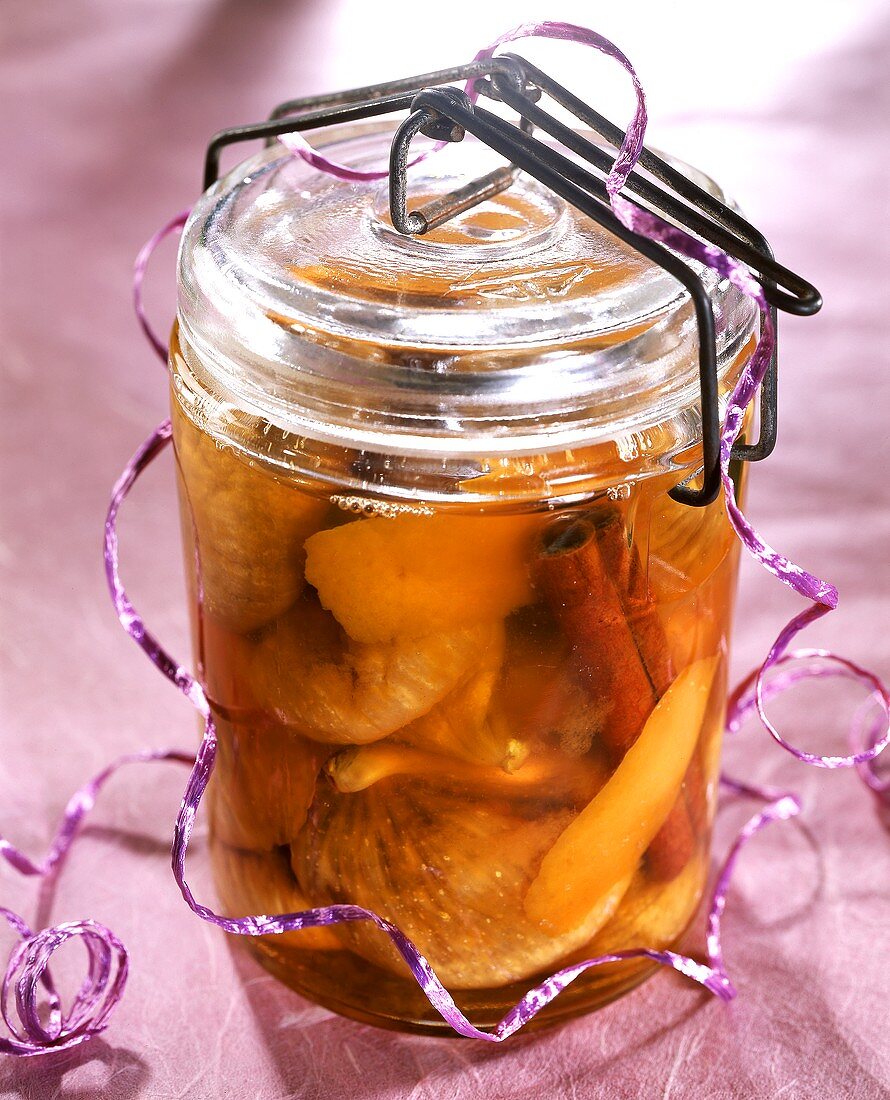 Fruit in rum in preserving jar