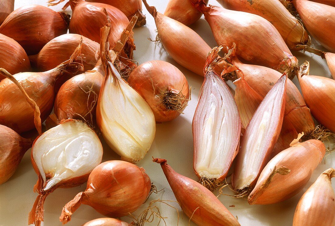 Shallots, two halved