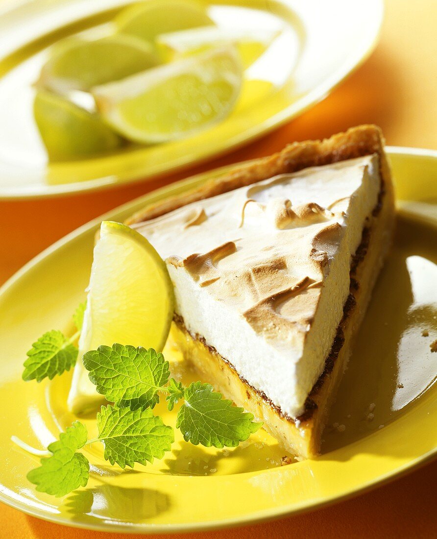 Piece of lime meringue tart