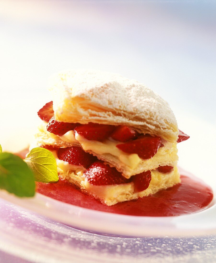 Millefeuilles with berries and white chocolate mousse