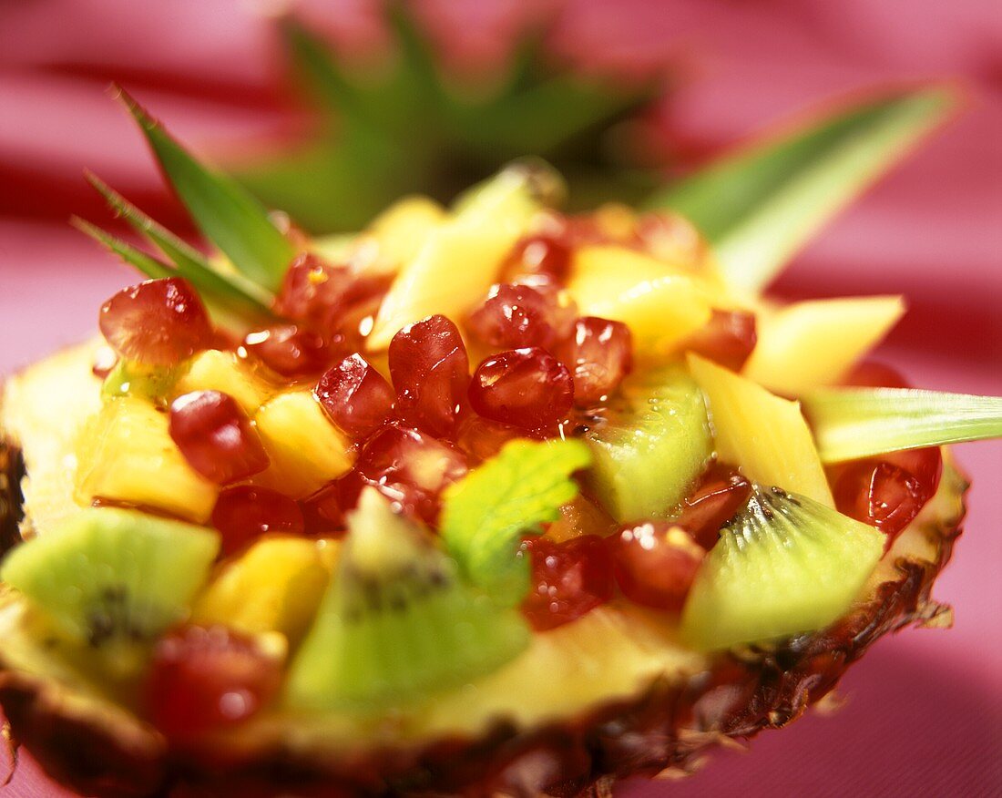 Pineapple and pomegranate salad with kiwi fruit