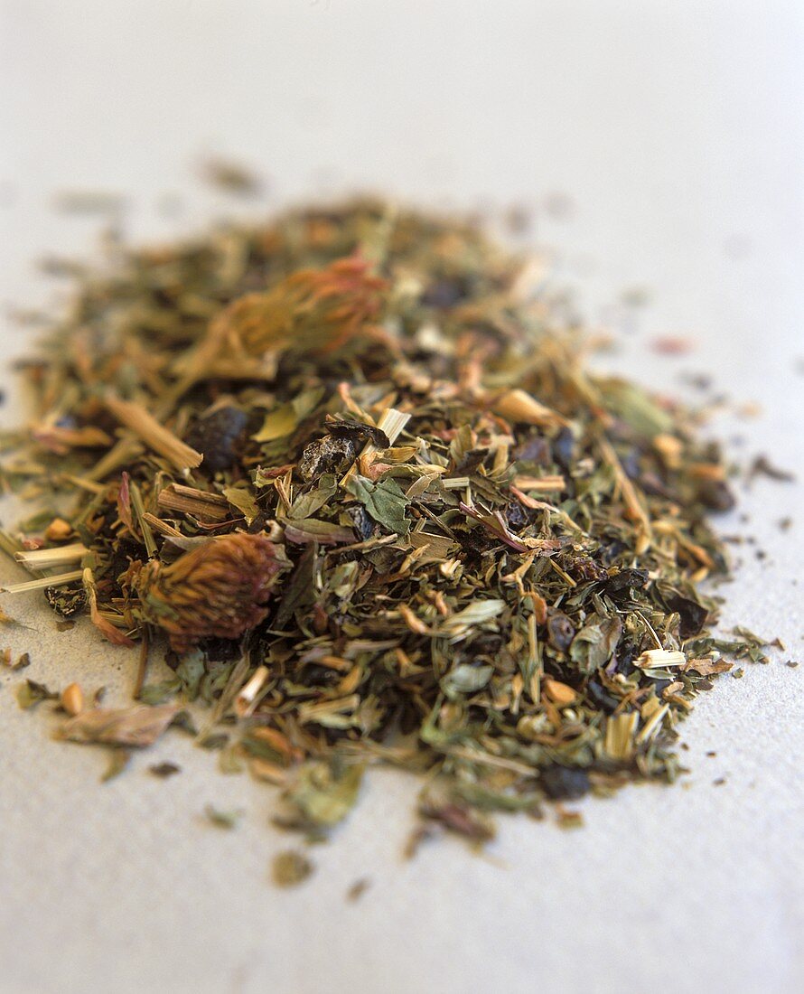 Herb tea leaves with peppermint