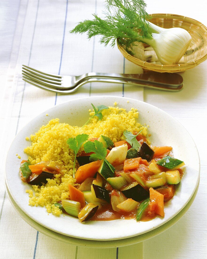 Couscous with vegetables and fresh parsley