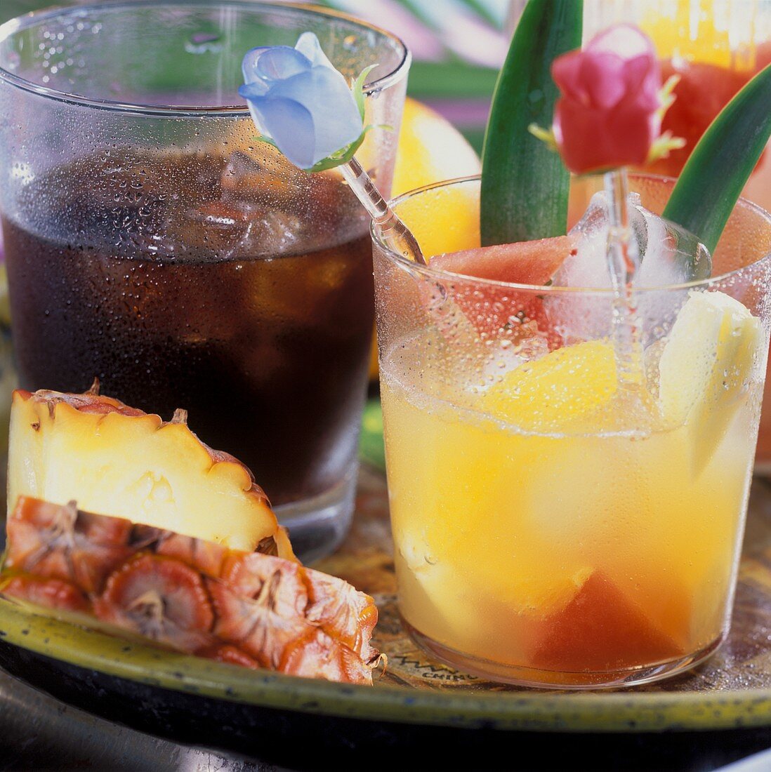 Cuban cocktails with rum: Cuba libre and fruit punch
