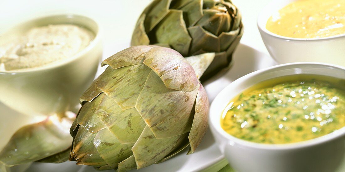 Artichokes with three dips
