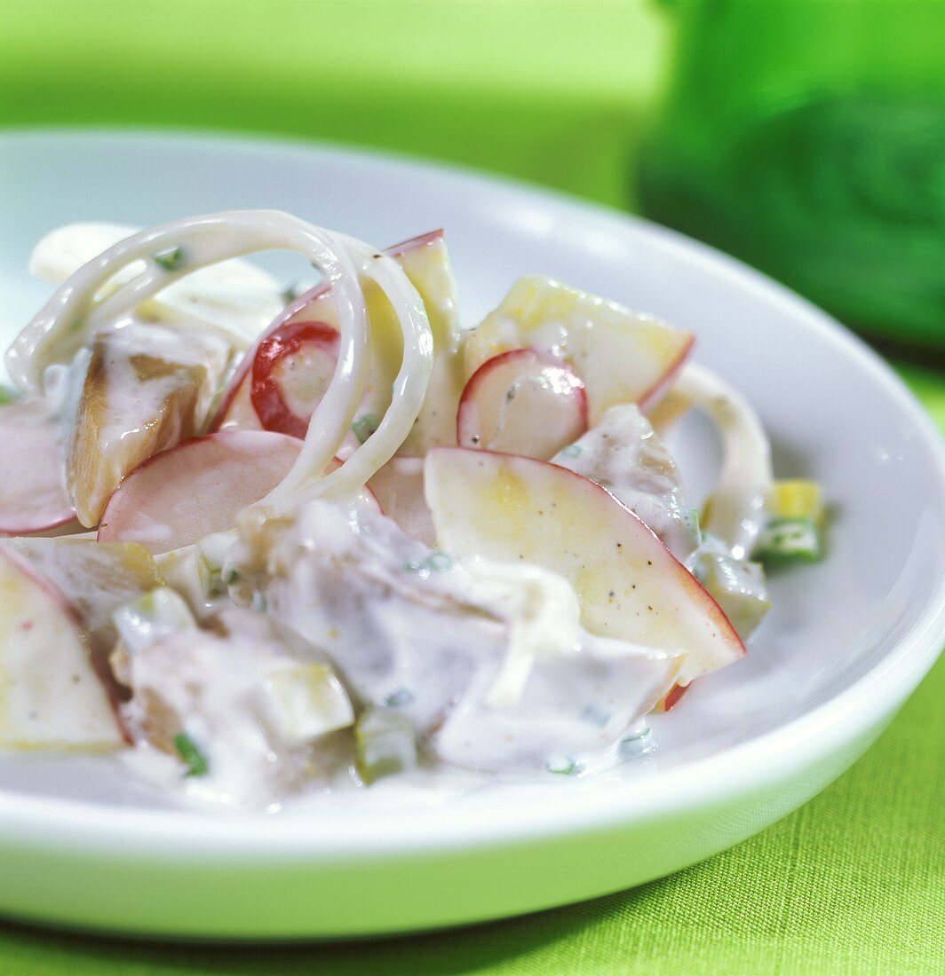 Matje herrings with creamed radishes and onions