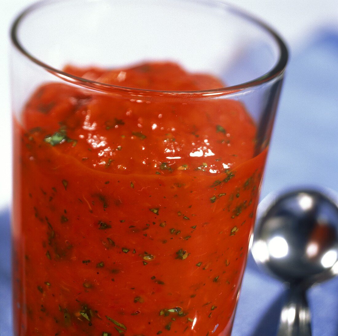 Home-made tomato ketchup in glass