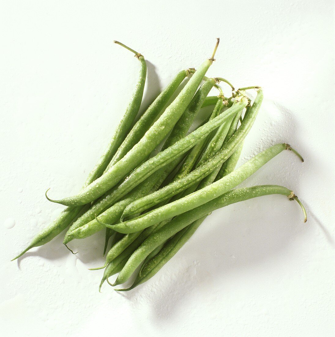 Green beans (French beans) with drops of water