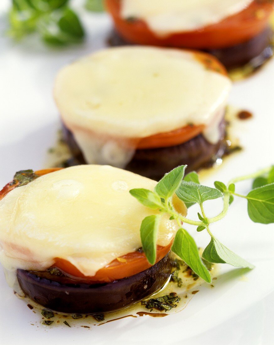Melanzane alla caprese (aubergine with cheese topping, Italy)