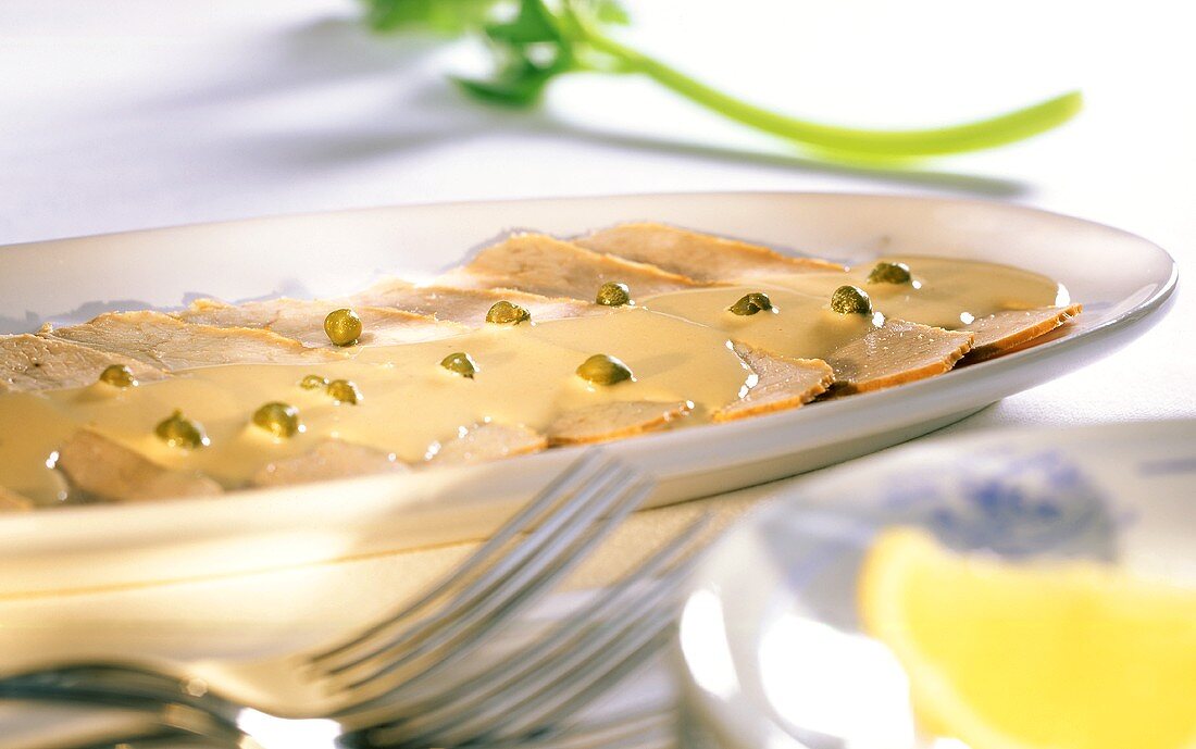 Vitello tonnato (veal with tuna sauce and capers)