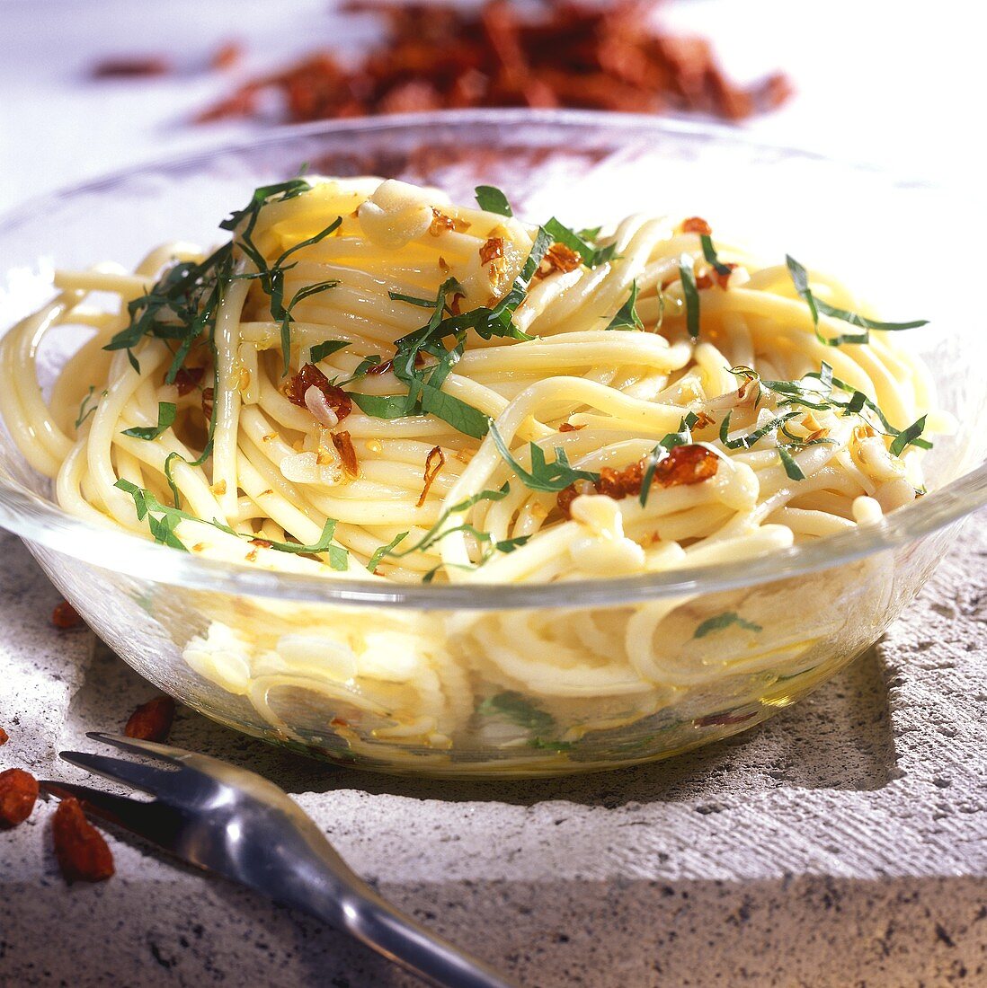 Pasta aglio, olio e peperoncino (spicy pasta dish)