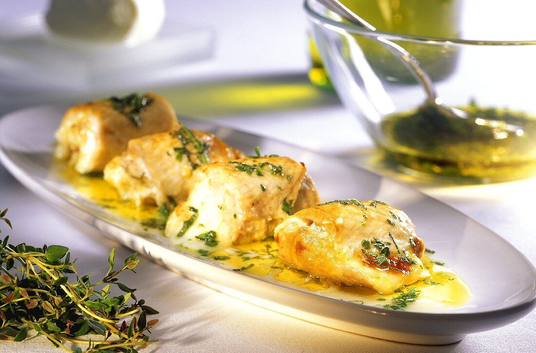 Involtini di pesce (fish rolls with herbs and olive oil)
