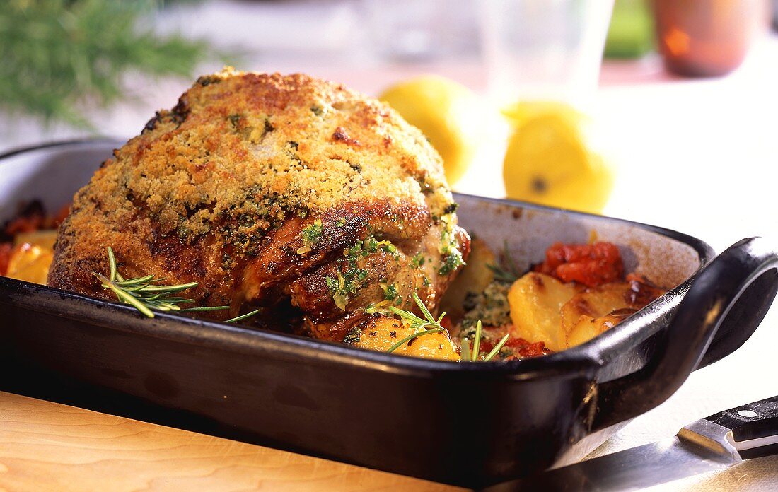 Agnello al forno (roast leg of lamb), Tuscany, Italy