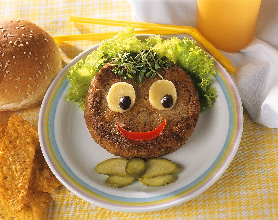 Hamburger for children (hamburger face)