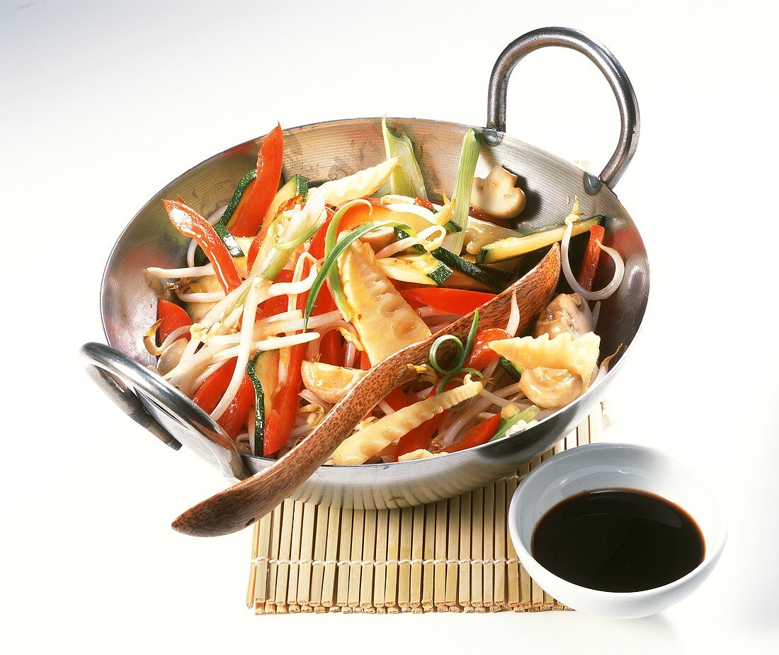 Asian wok-cooked vegetables with soy sauce