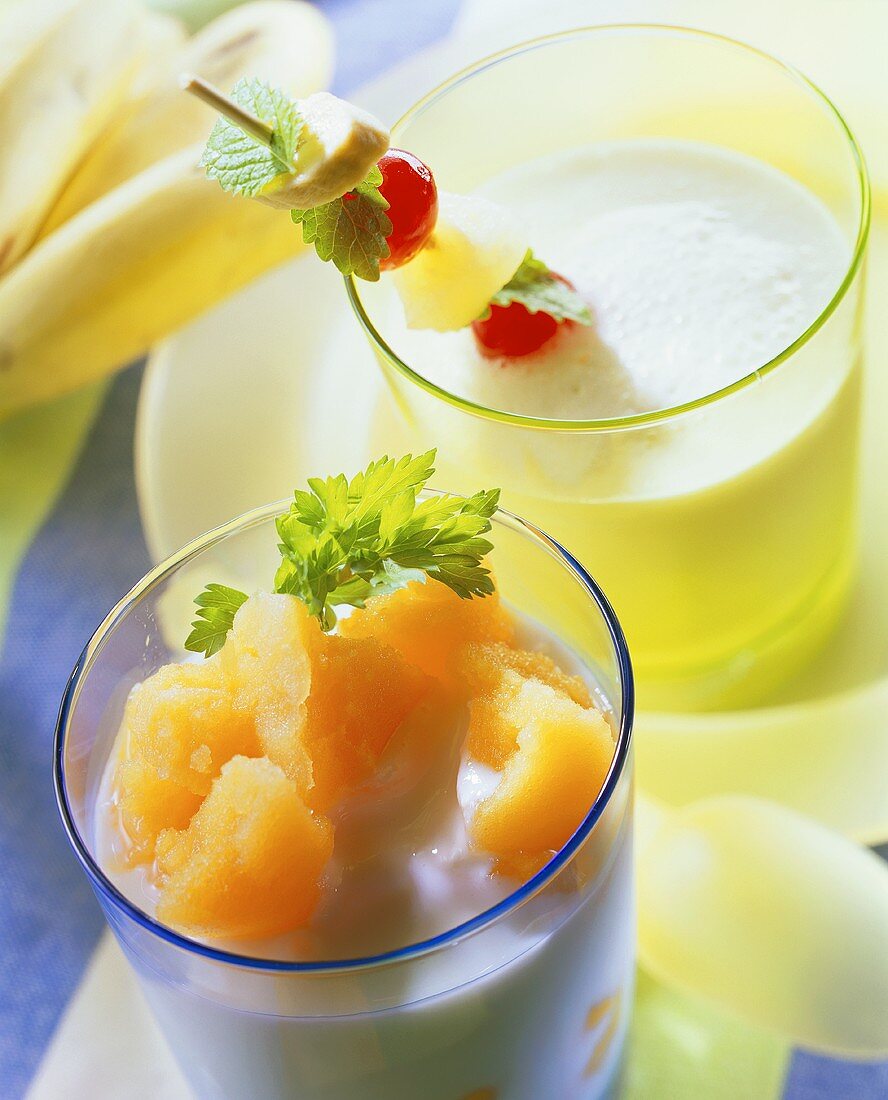 Buttermilk carrot sorbet and pineapple and coconut shake