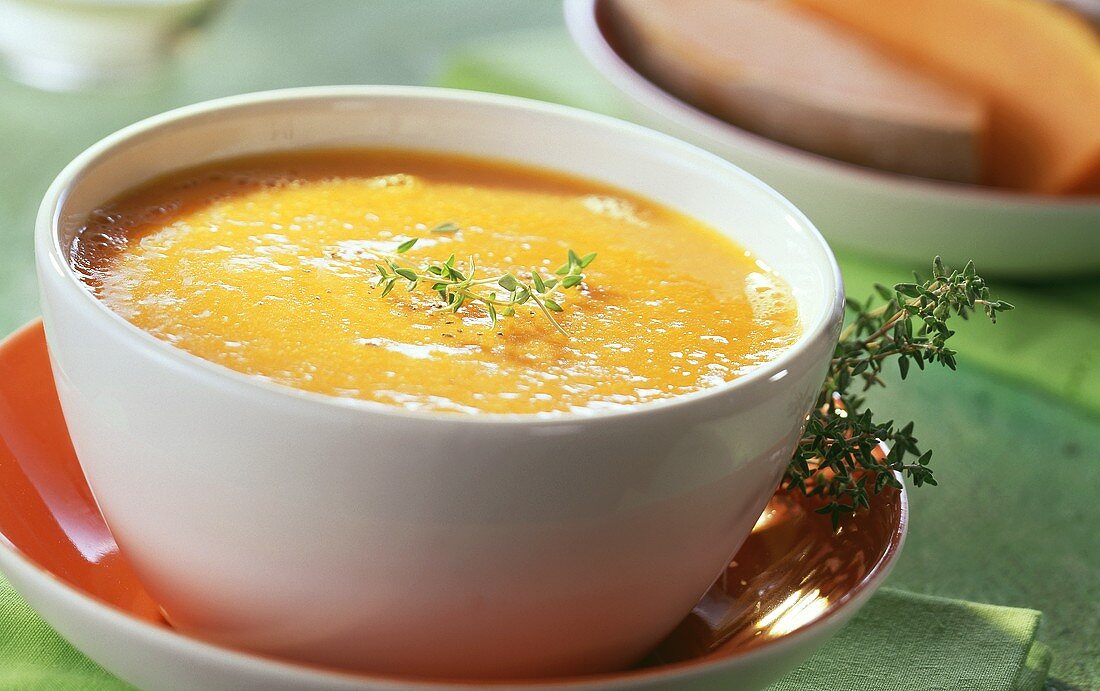 French pumpkin soup with fresh thyme