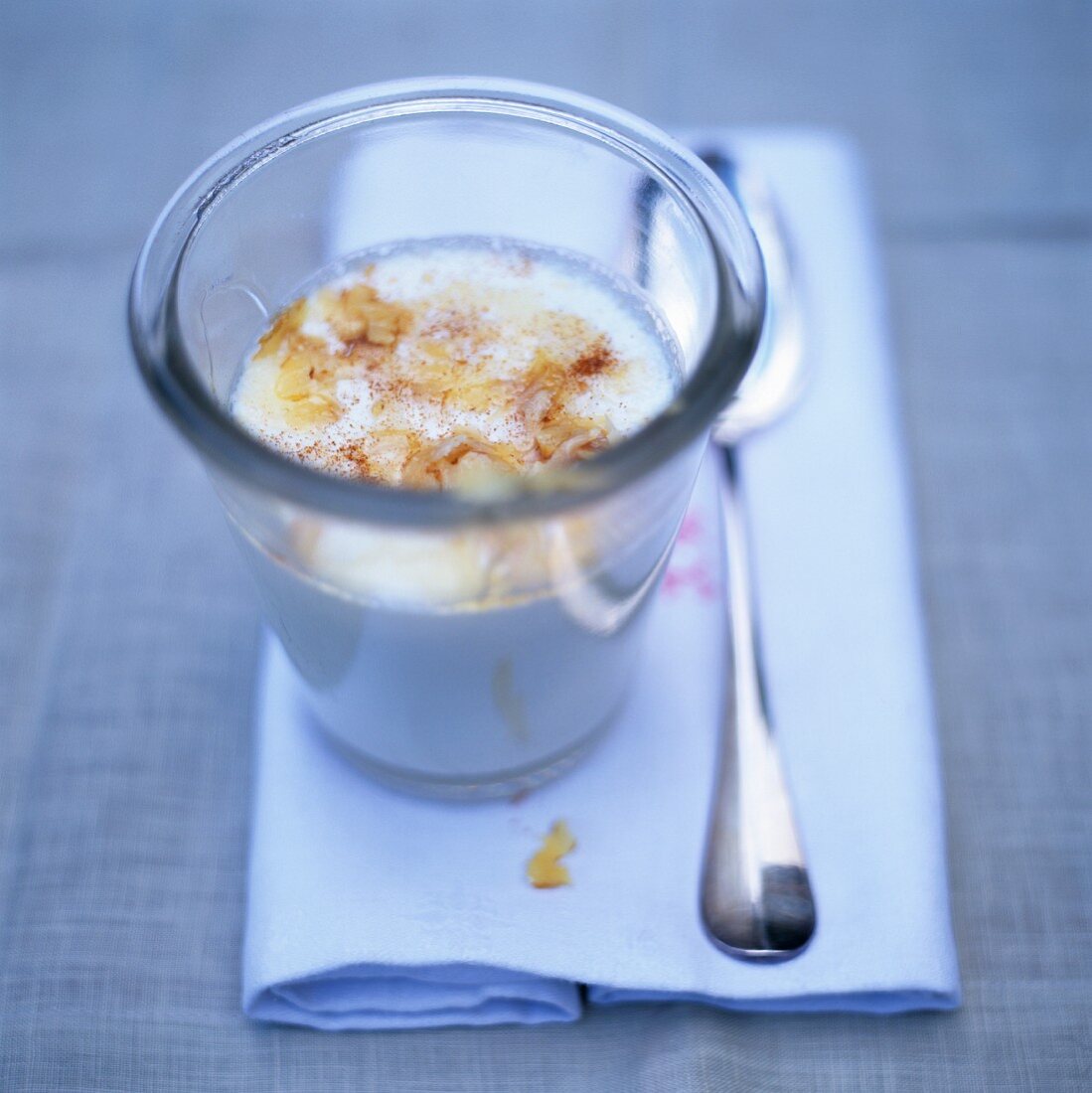 Walnut and cinnamon milk in glass