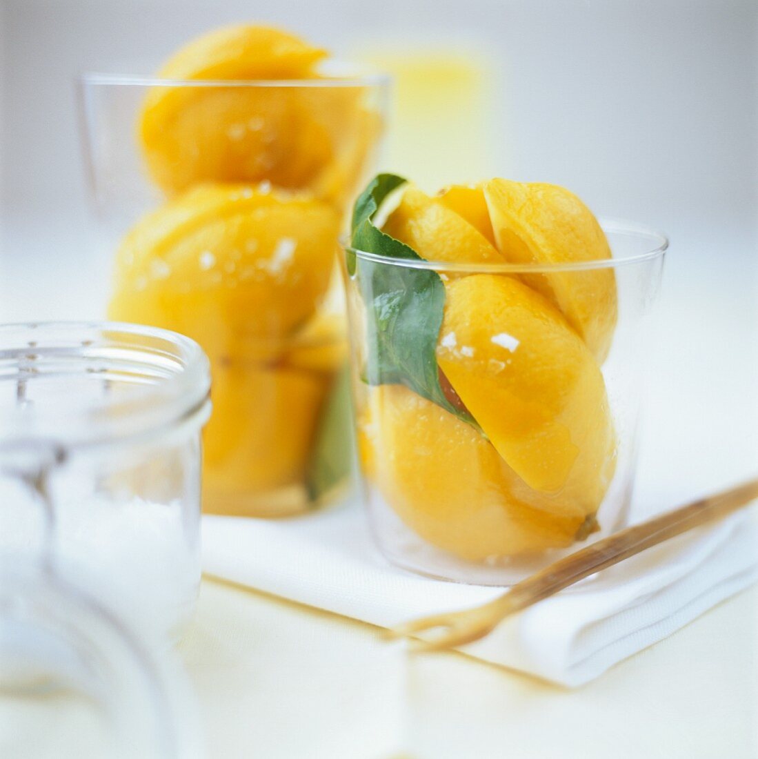 Pickled lemons in jars