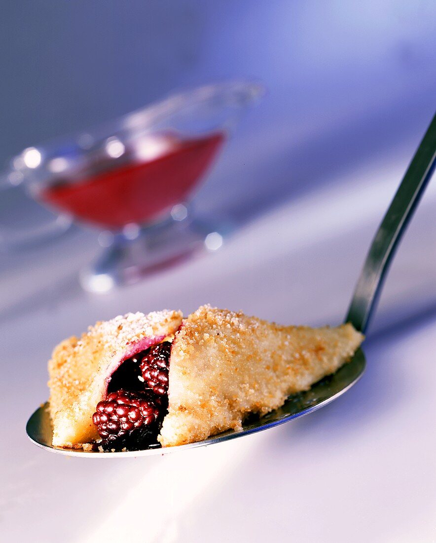 Blackberry turnover with buttered breadcrumbs