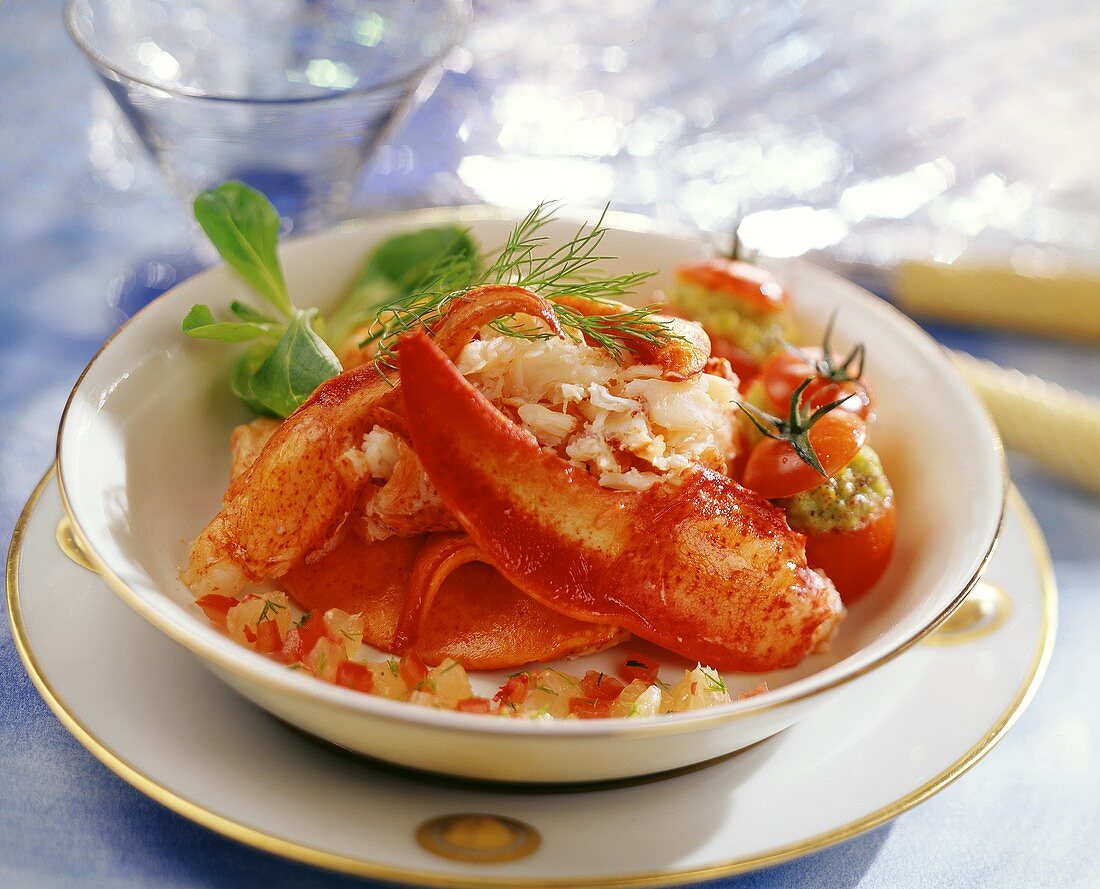 Lobster with stuffed tomatoes