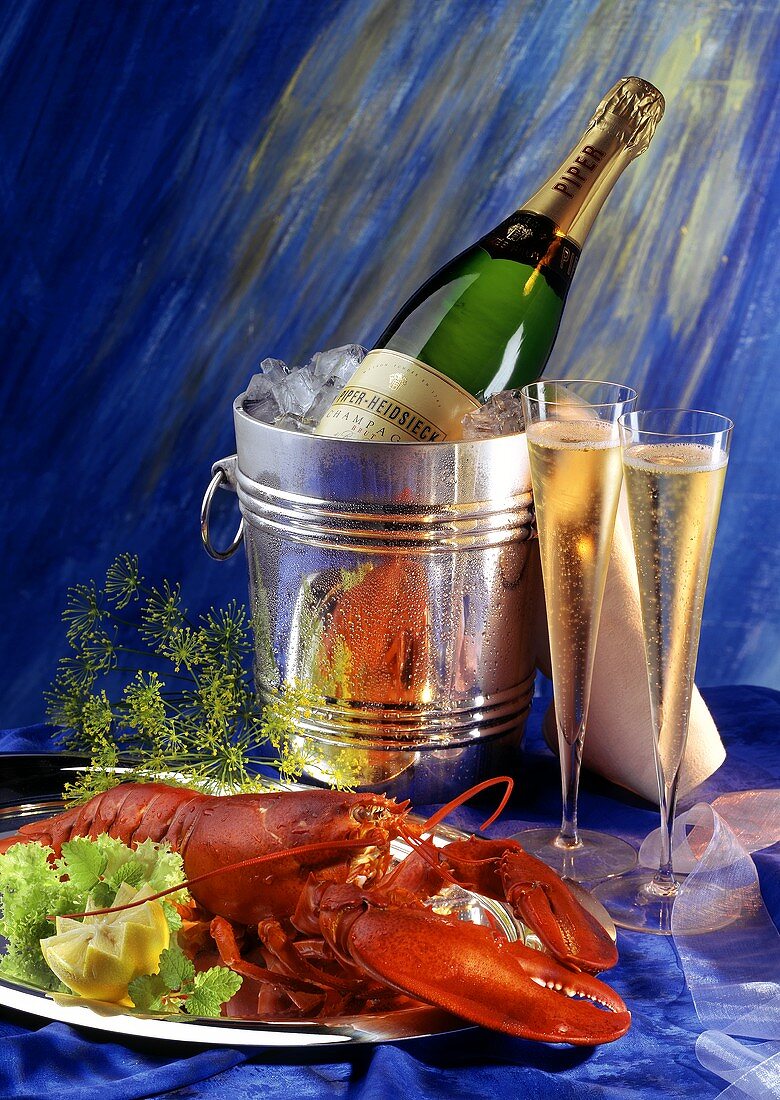 Lobster and champagne for New Year's Eve