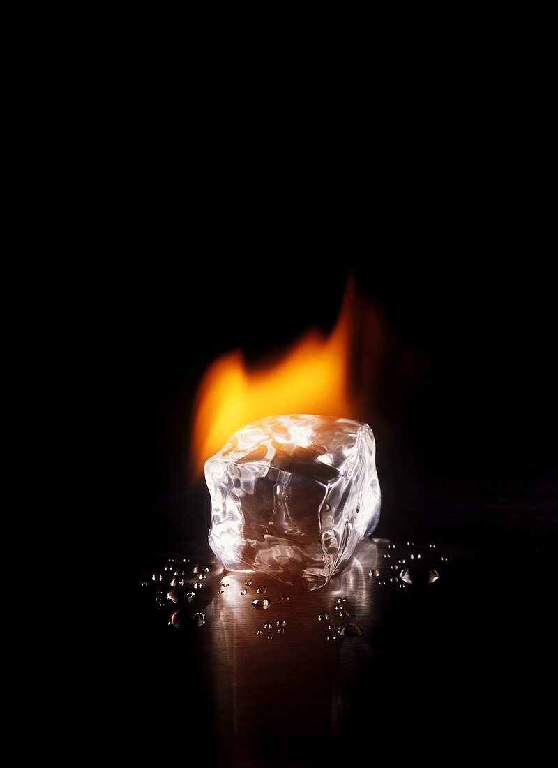Ice cubes with flame