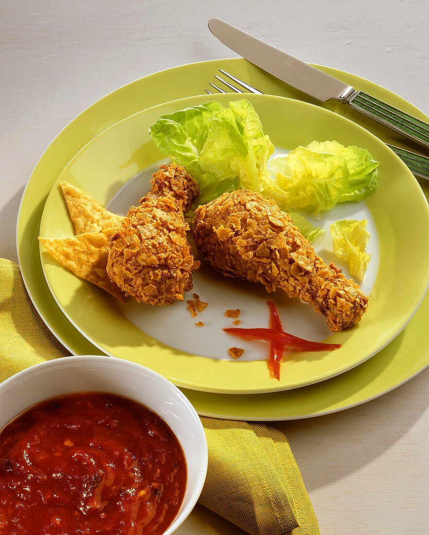 Chicken legs in crisp crust with sweet 'n spicy sauce