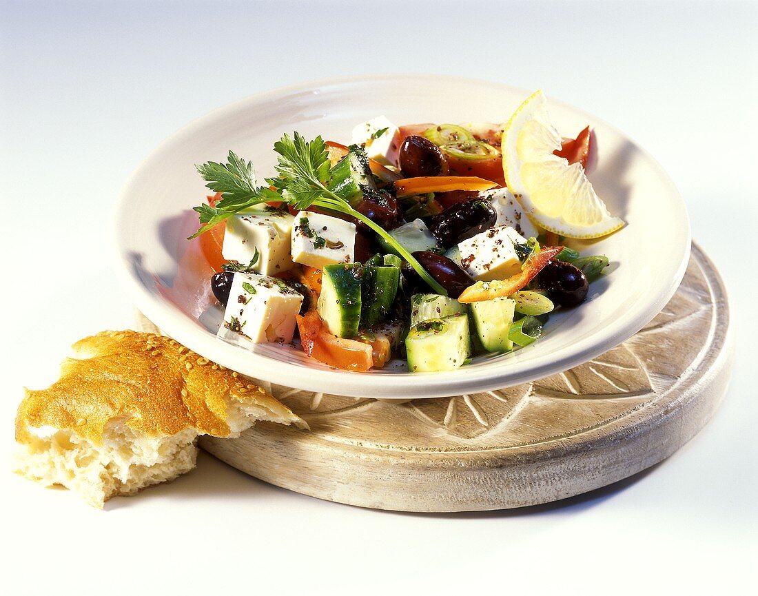 Turkish peasant's salad with sumak and sheep's cheese