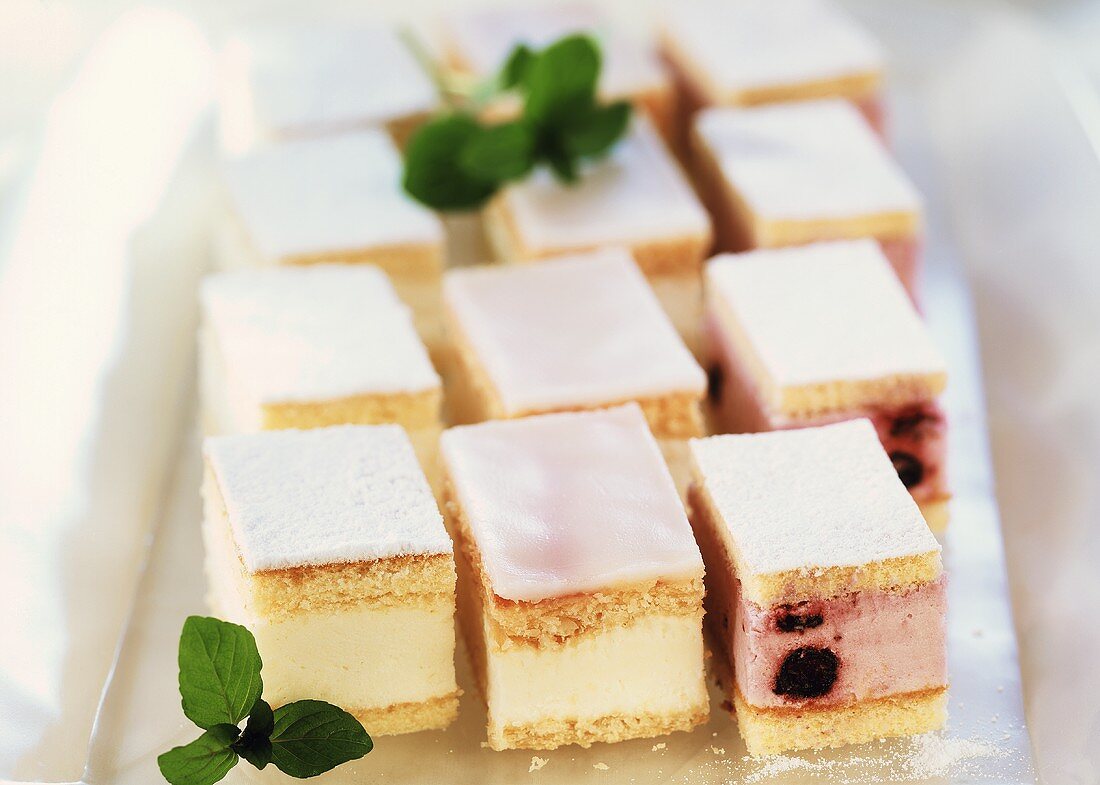 Dutch cherry cake slices and cheesecake slices