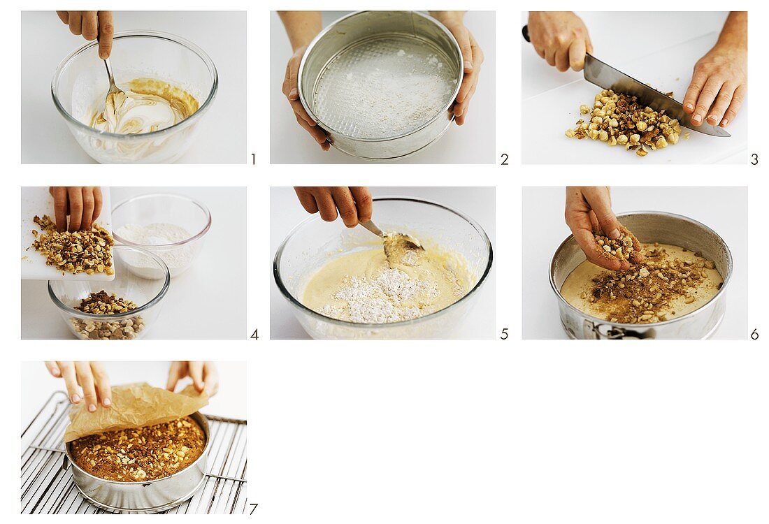 Saure-Sahne-Kuchen mit Nüssen zubereiten