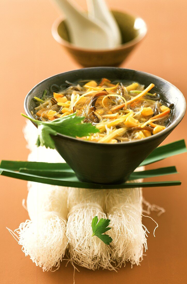 Asian vegetable stew with glass noodles