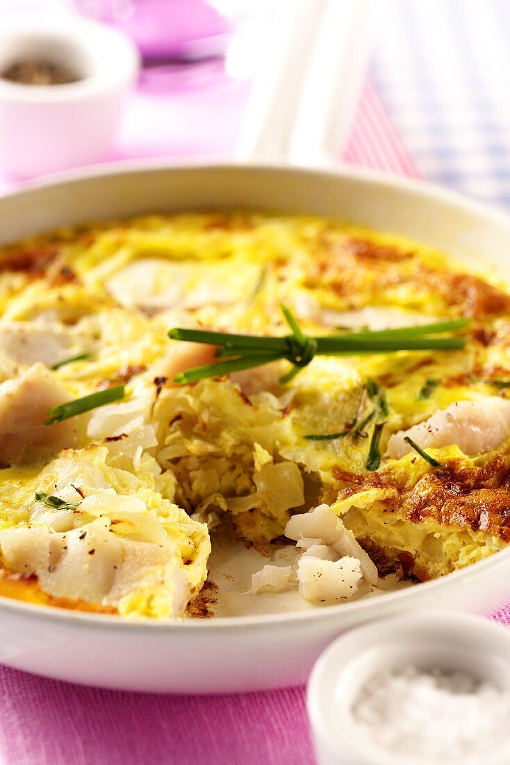 Omelette with cod and chives