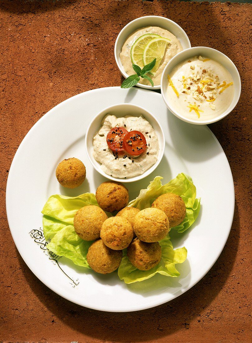 Felafel with assorted Dips