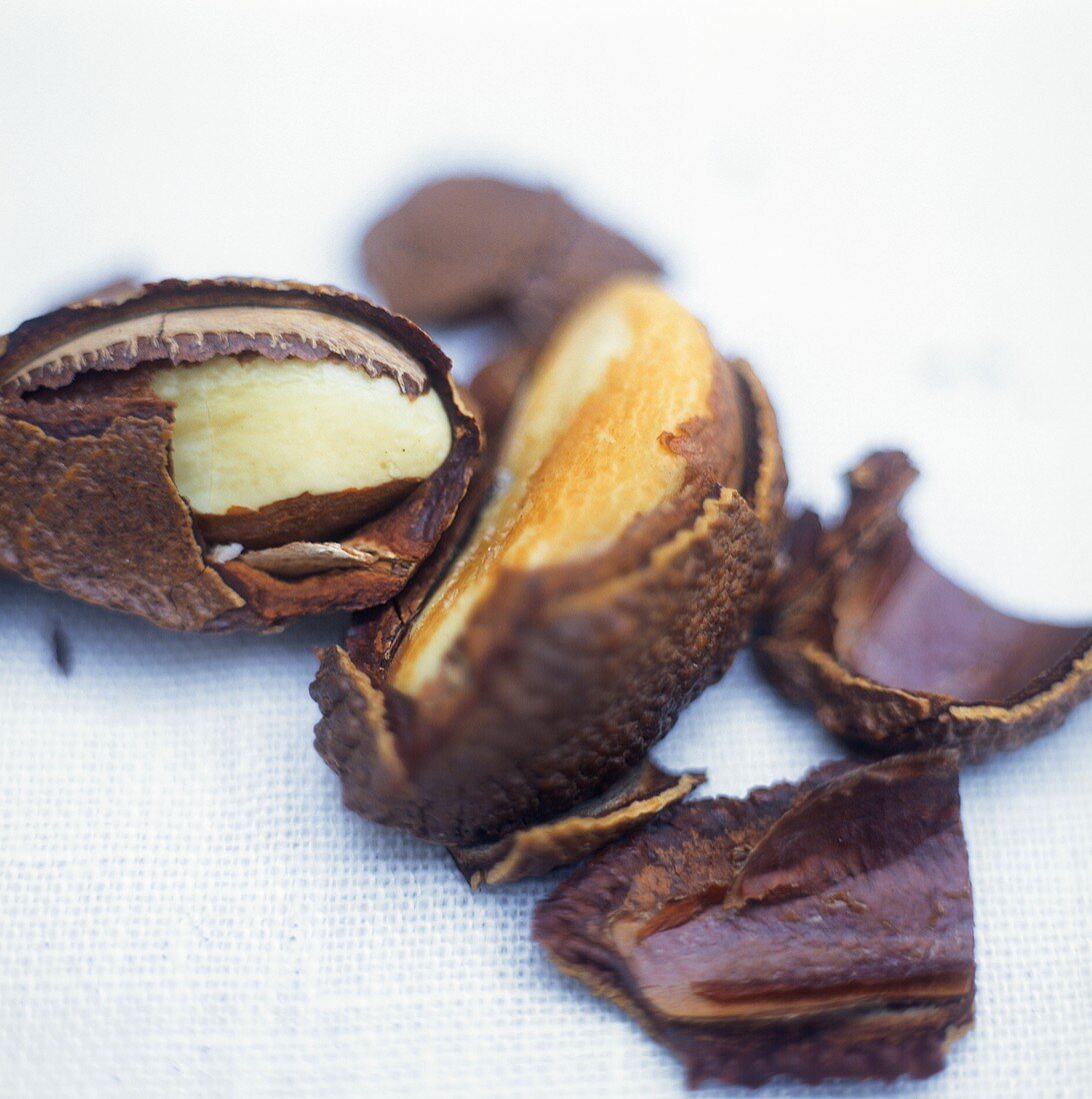 Brazil nuts with opened shells