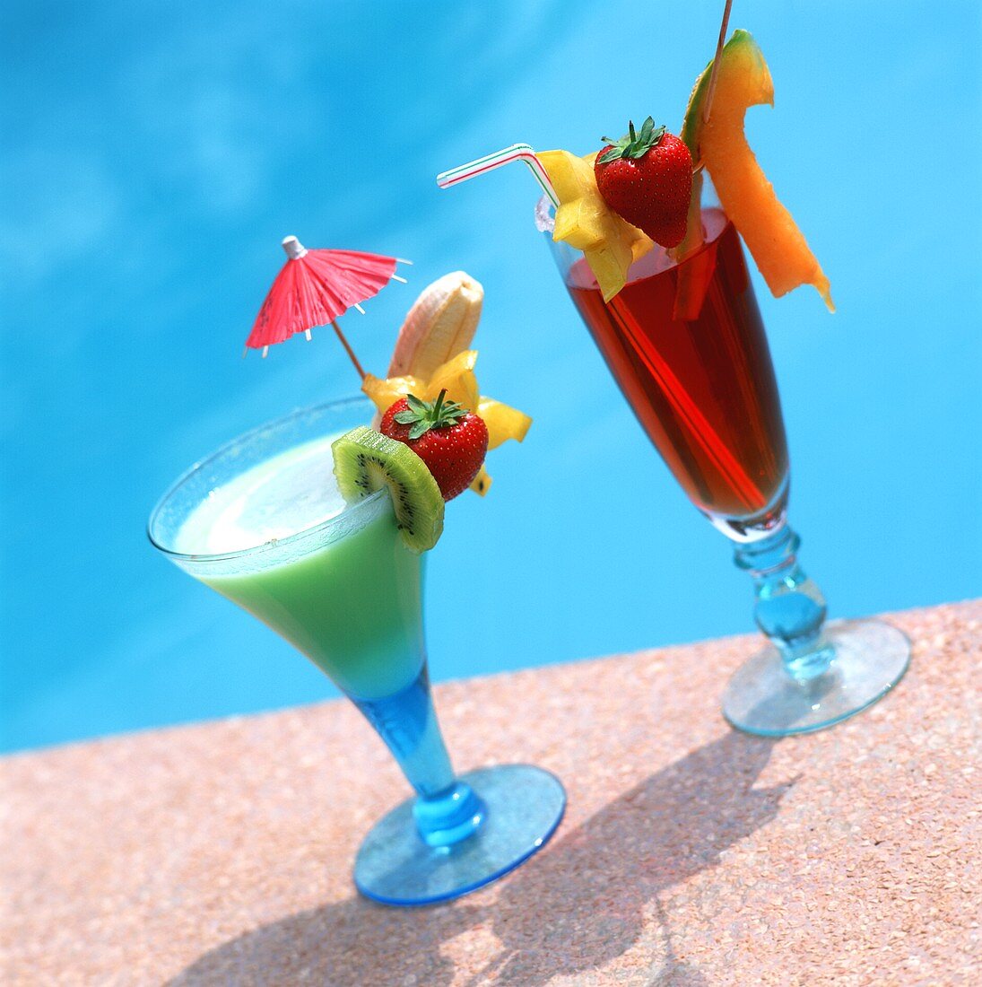 Two summery fruit cocktails