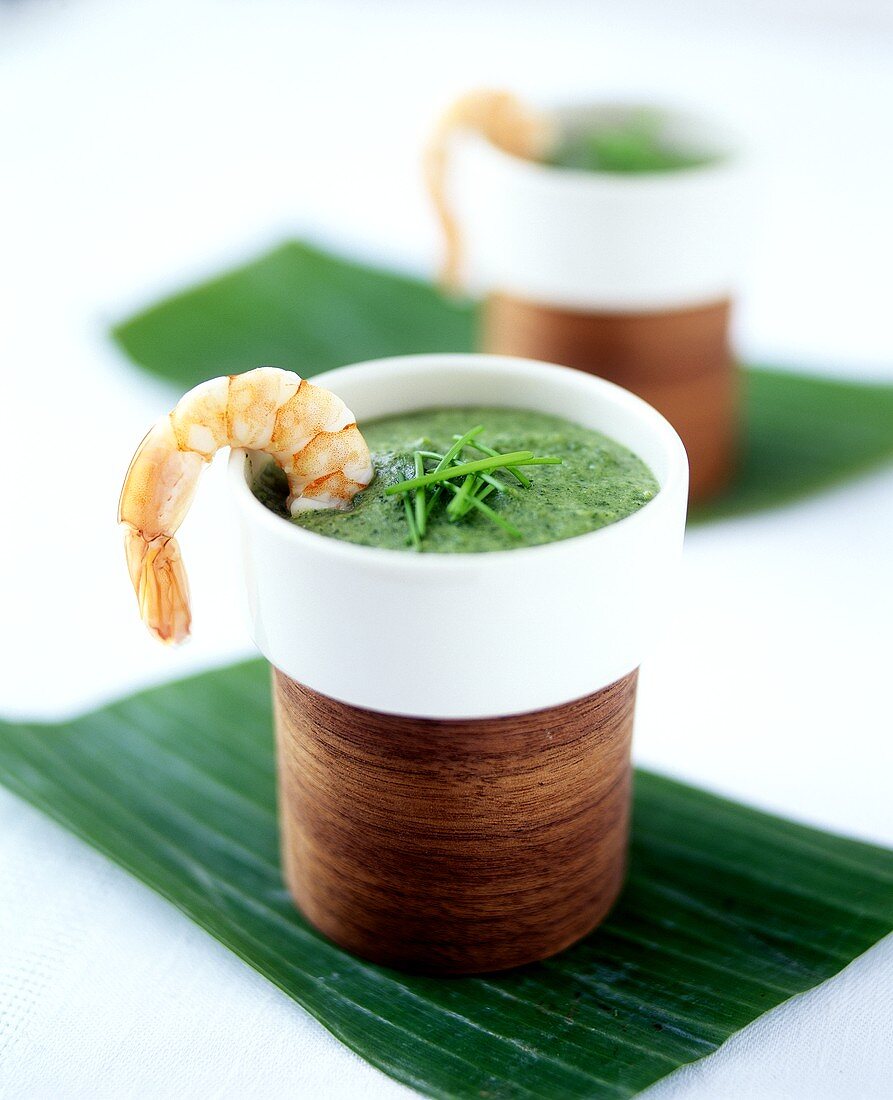 Calalou: green vegetable soup with shrimp (Creole)
