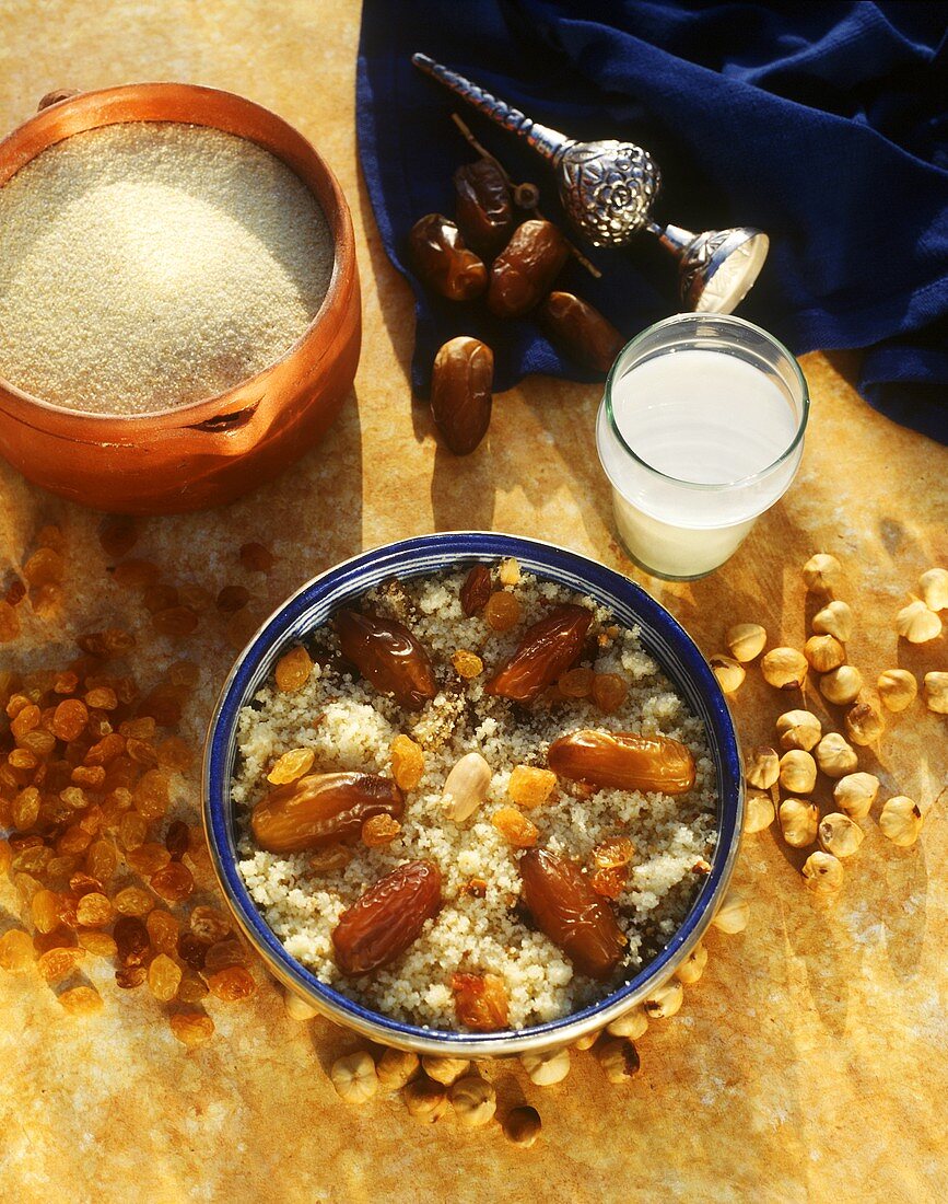 Couscous with dates, raisins and nuts