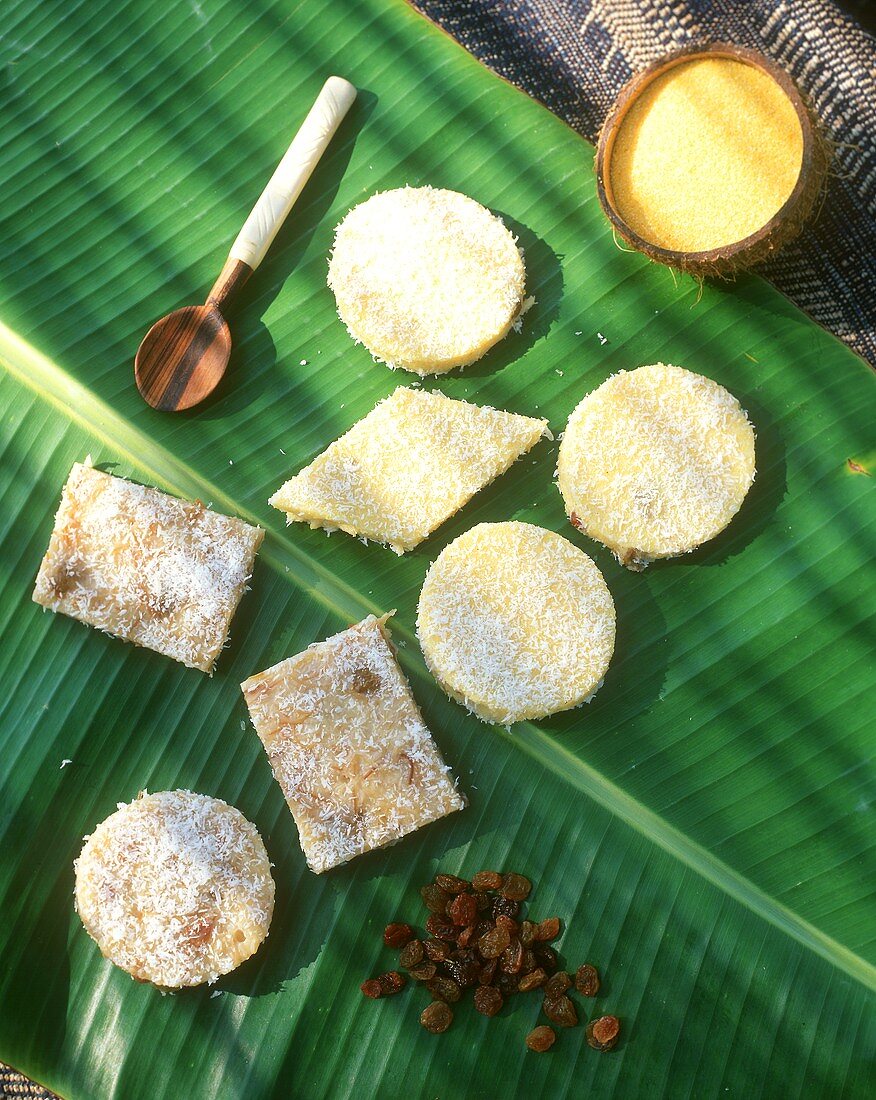 Maispudding mit Kokos und Rosinen (Mauritius)