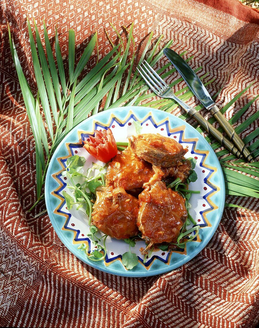 Braised fish medallions with tomato sauce (Seychelles)