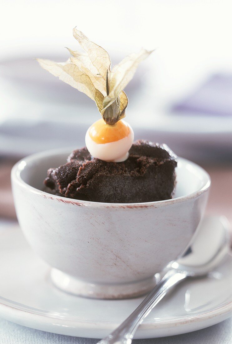 Schokoladensorbet mit Physalis